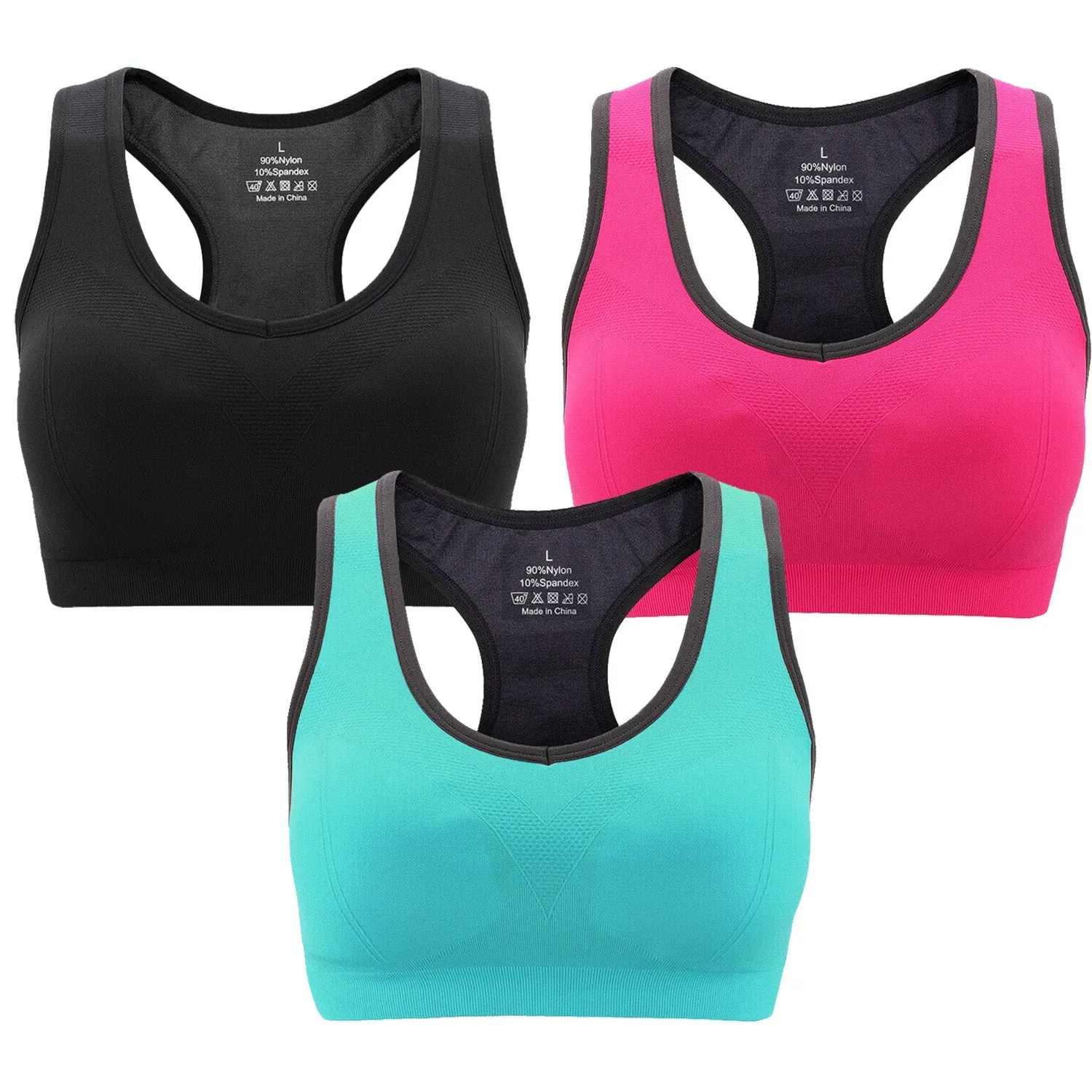 3-Pack: Women Padded Sports Bras