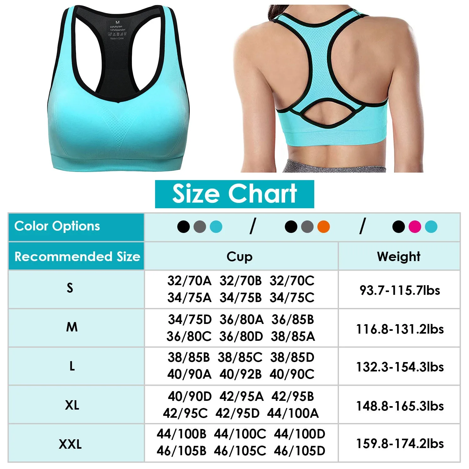 3-Pack: Women Padded Sports Bras