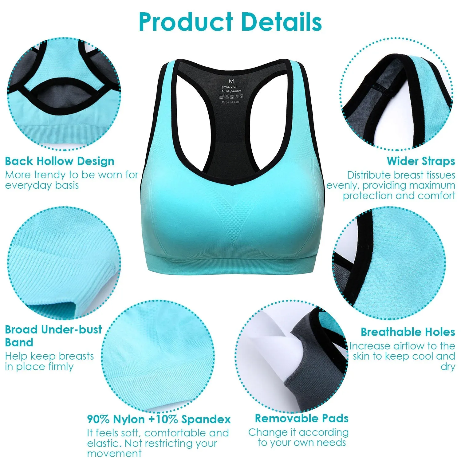 3-Pack: Women Padded Sports Bras