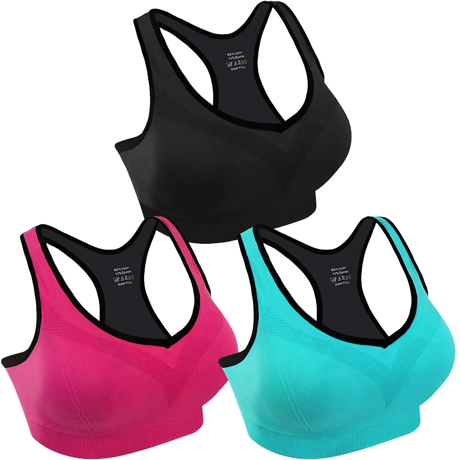 3-Pack: Women Padded Sports Bras