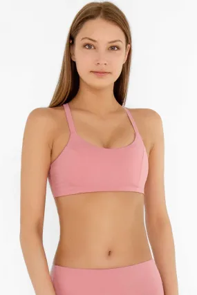 4 for $54 - Dusty Pink Kelly Strappy Padded Sports Bra - Women