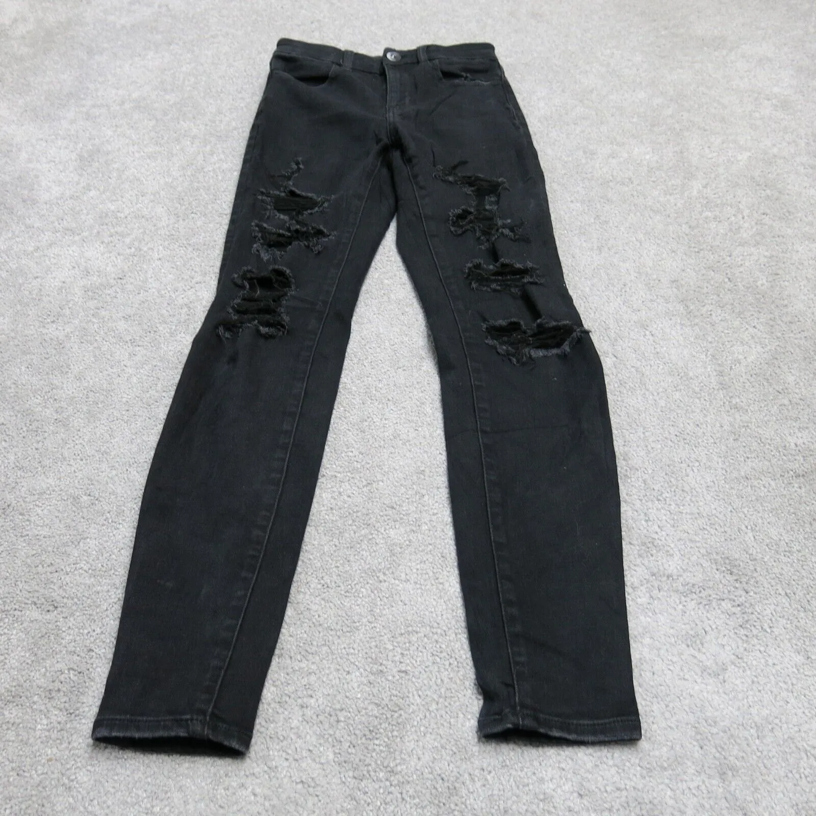 American Eagle Outfitters Womens Skinny Jeans Stretch Distressed Black Size 00