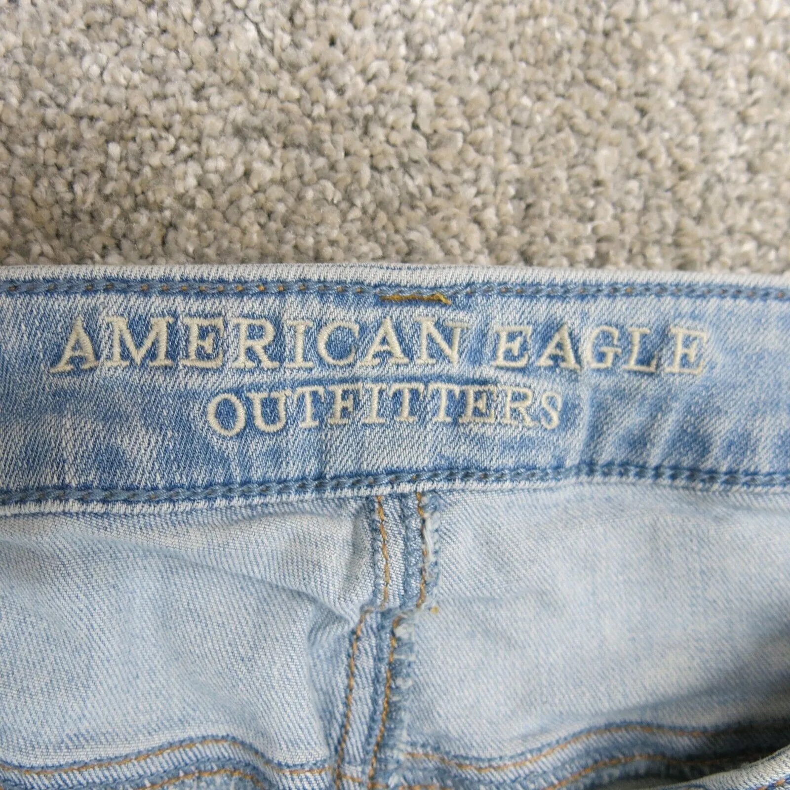 American Eagle Women Supper Stretch Jegging Jeans Distressed High Rise Blue SZ 2