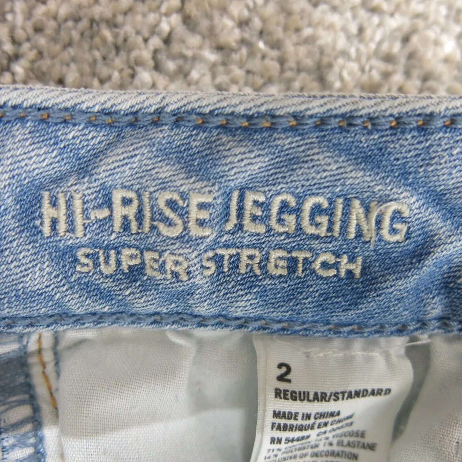 American Eagle Women Supper Stretch Jegging Jeans Distressed High Rise Blue SZ 2