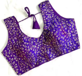 Appealing Purple Colored Designer Sequins Work Blouse For Women