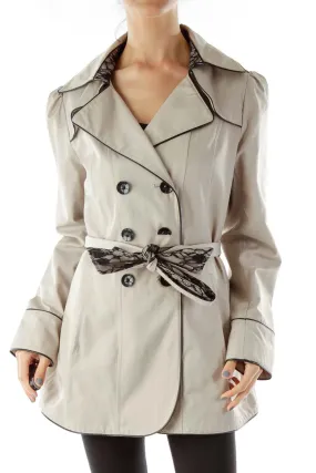 Beige Double Breasted Coat