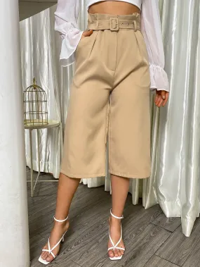 Belted Paperbag Wide Leg Pants