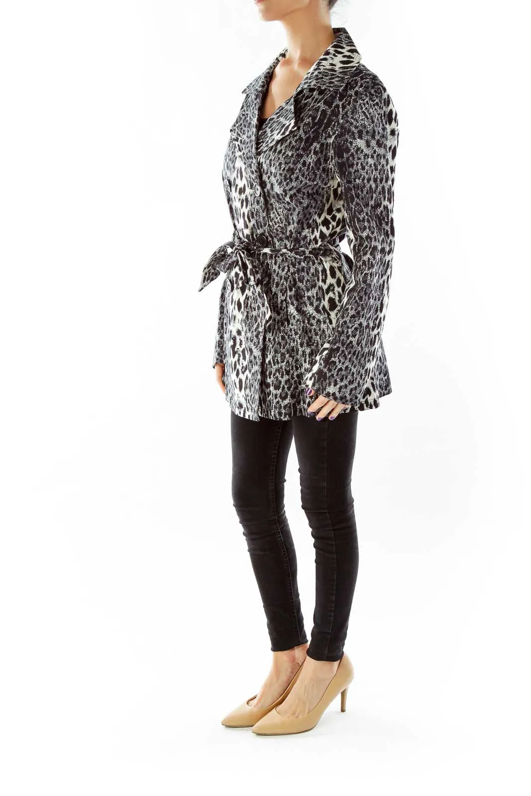 Black Beige Animal Print Coat