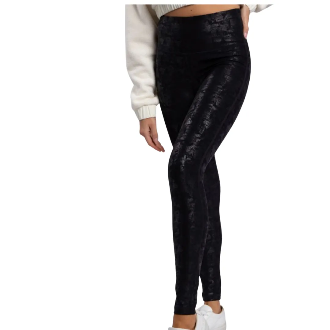 Black Glaze Foil Leggings