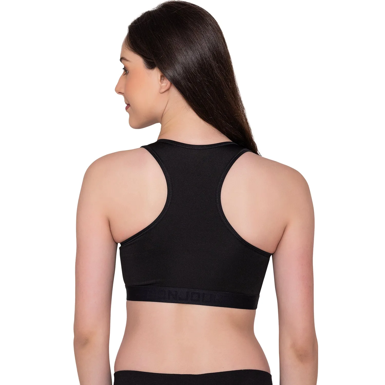 Black Padded Non Wired Full Coverage Sports Bras