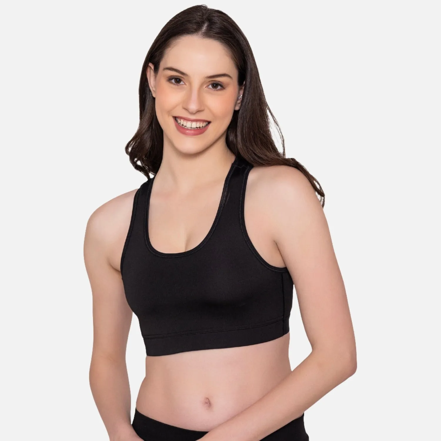 Black Padded Non Wired Full Coverage Sports Bras