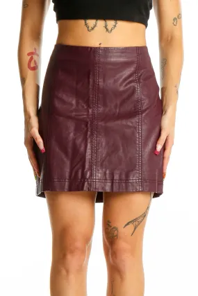 Burgundy Leather Mini Skirt