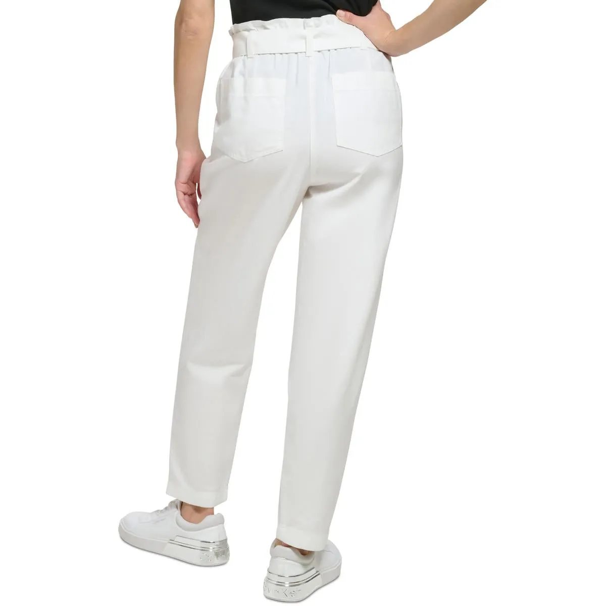 Calvin Klein Womens Ruffle Tie Waist Paperbag Pants