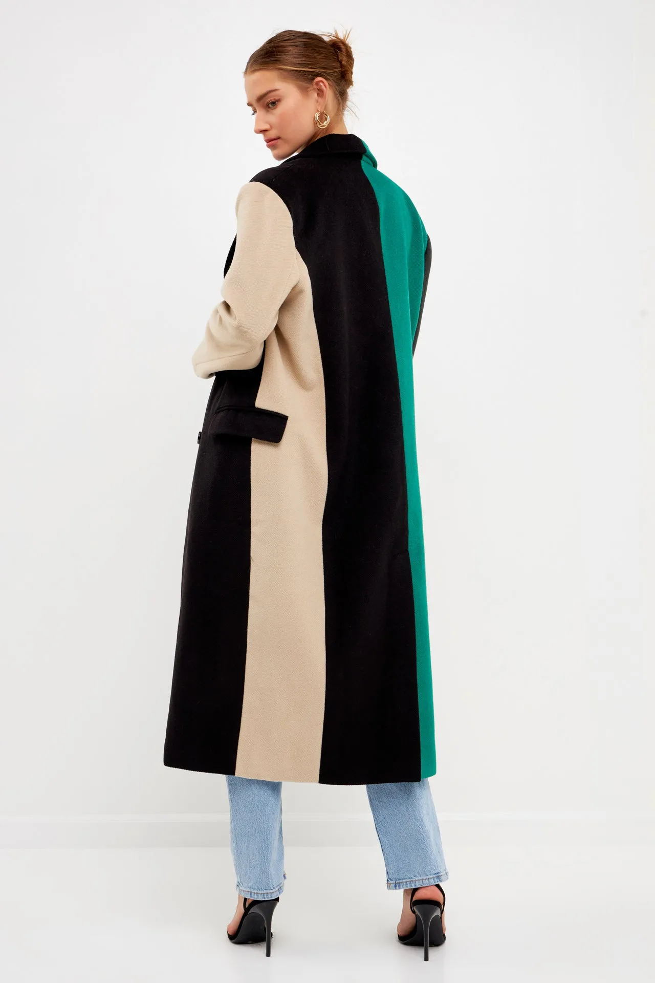 Colorblock Double-Breasted Coat