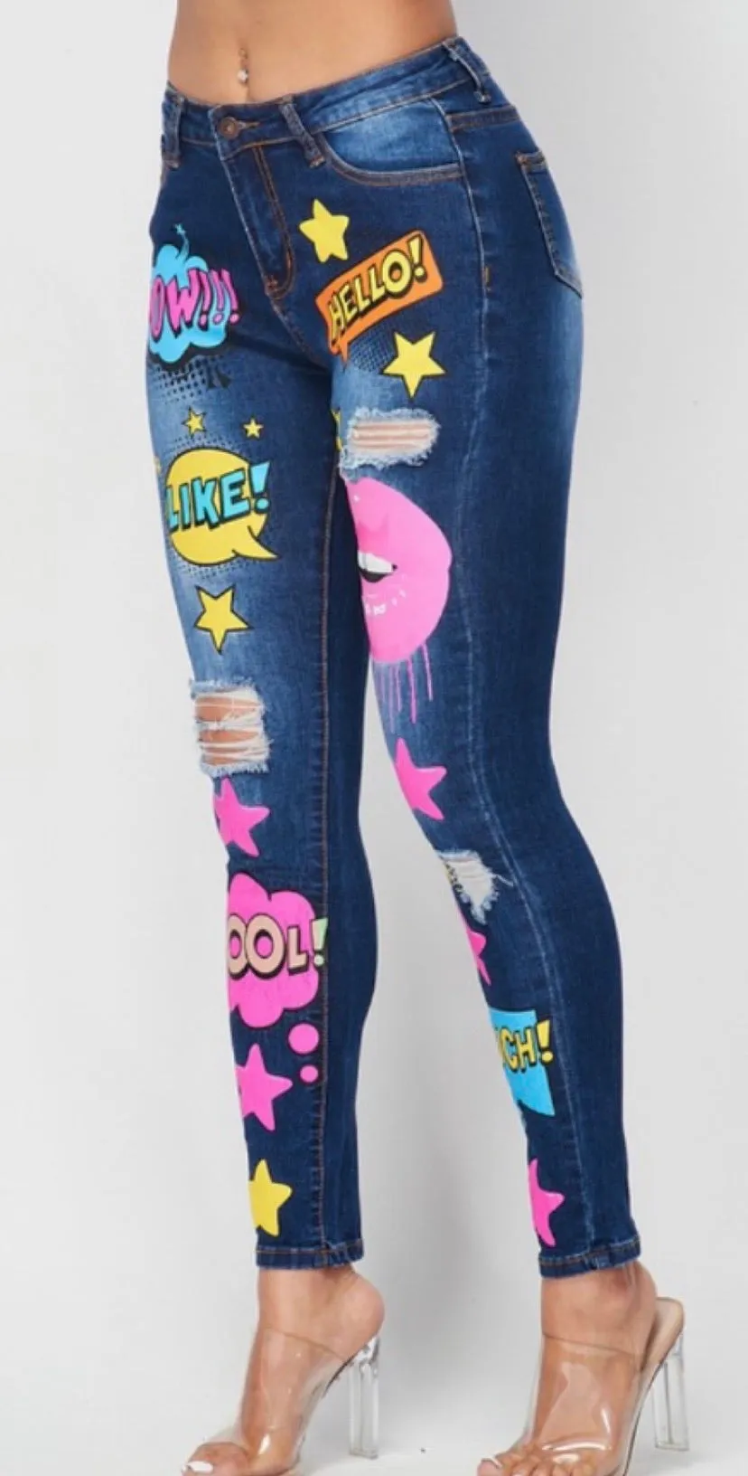 Comic Strip Skinny Jeans