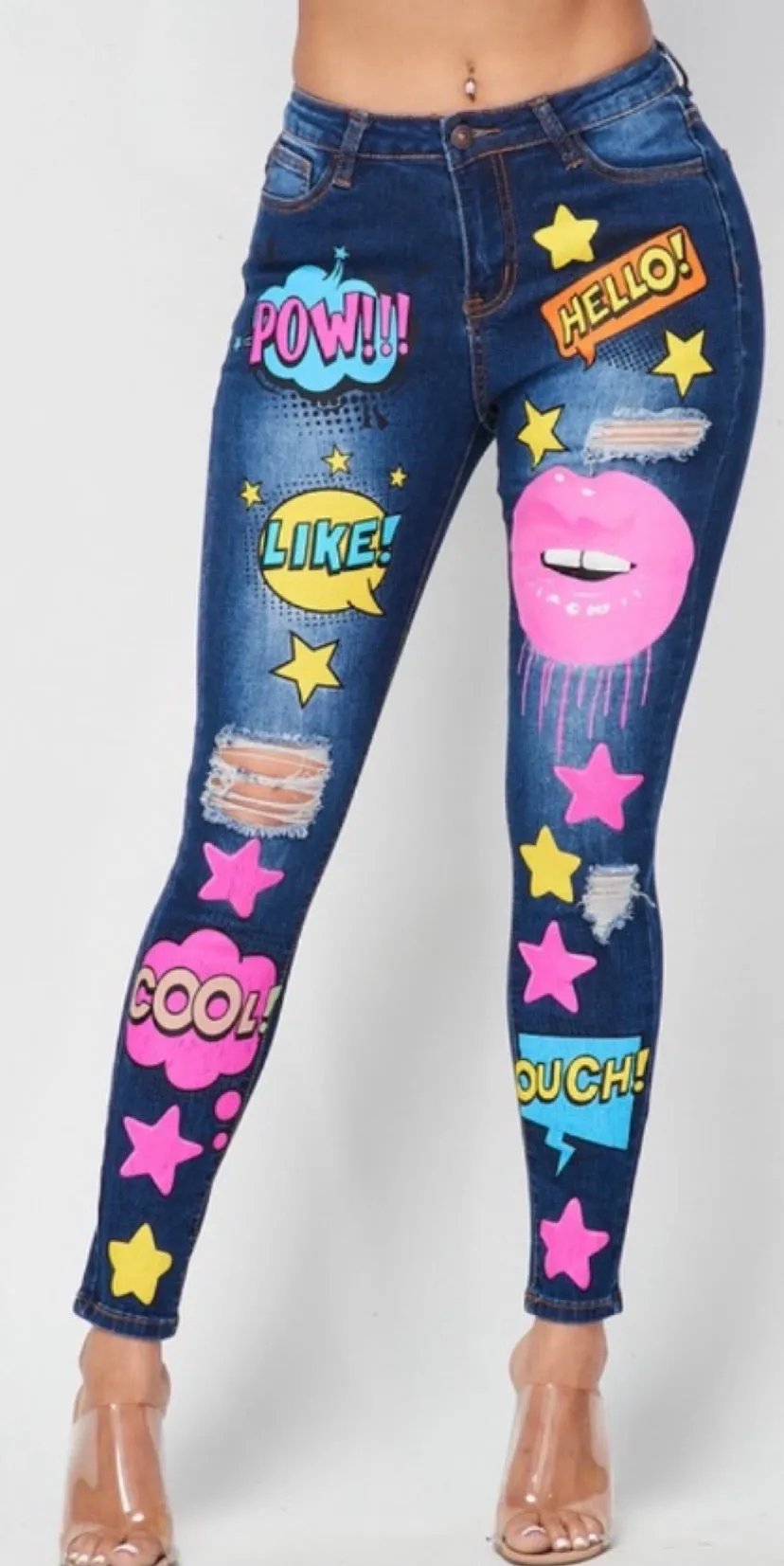 Comic Strip Skinny Jeans