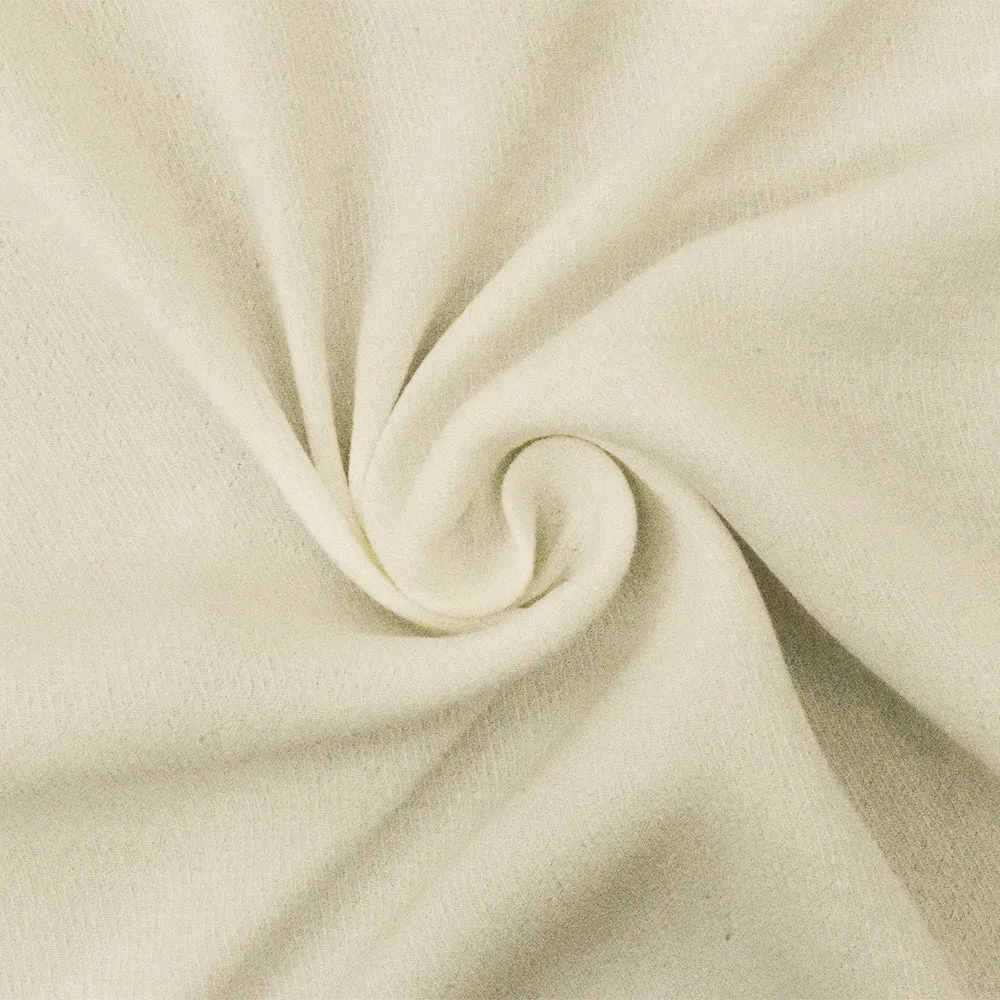 Cream Ivory Famous Designer Viscose Rayon Twill Crepe Faille Woven Fabric