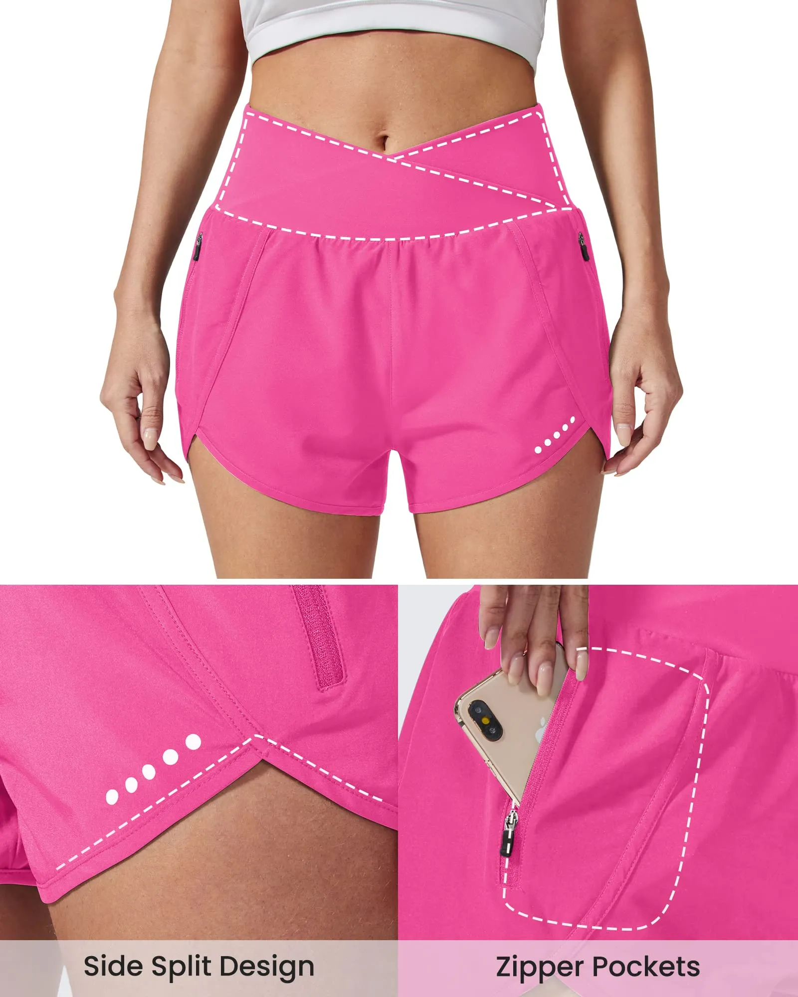 Cross Waist Zipper Running Shorts Pants