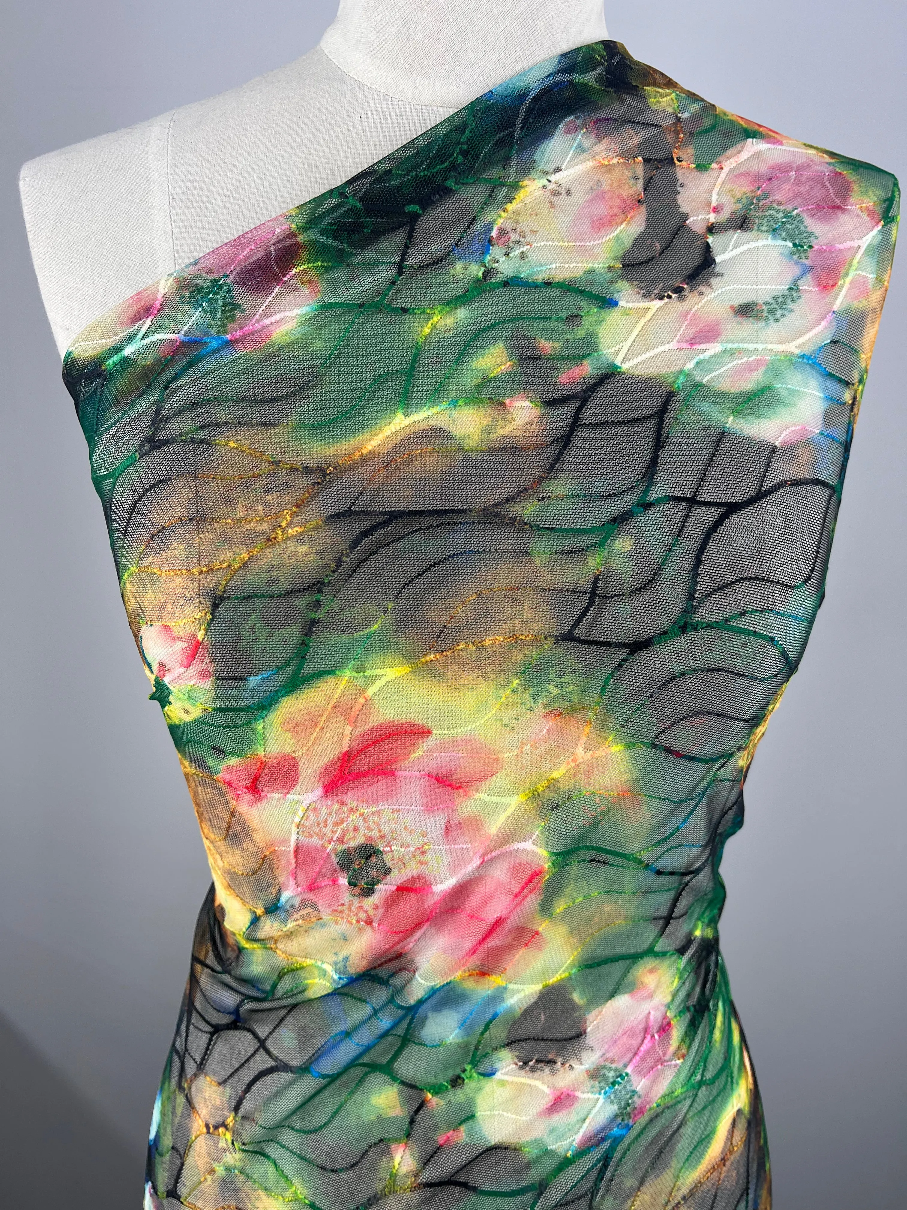 Designer Mesh - Neon Flora - 150cm