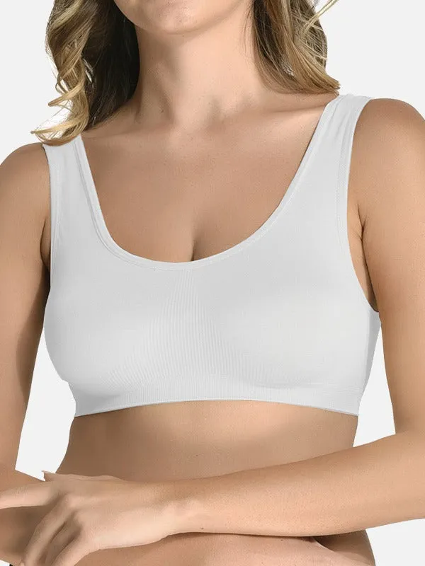 FIMS Fashion Women Nylon & Elastane Air Sports Bra Pack of 2 Beige White