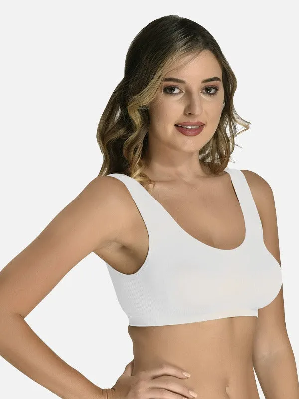 FIMS Fashion Women Nylon & Elastane Air Sports Bra Pack of 2 Beige White