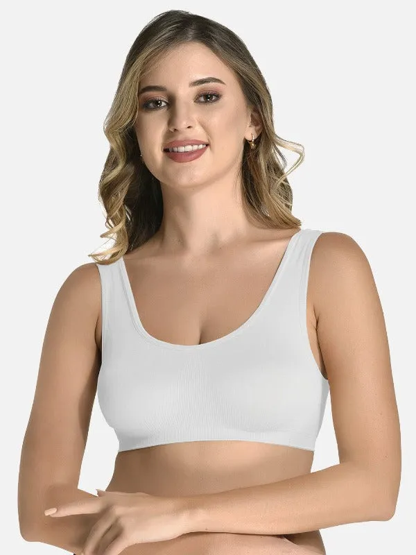 FIMS Fashion Women Nylon & Elastane Air Sports Bra Pack of 2 Beige White