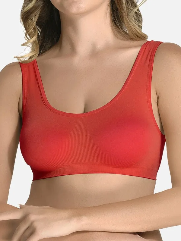 FIMS Fashion Women Nylon & Elastane Air Sports Bra Pack of 2 Black Red