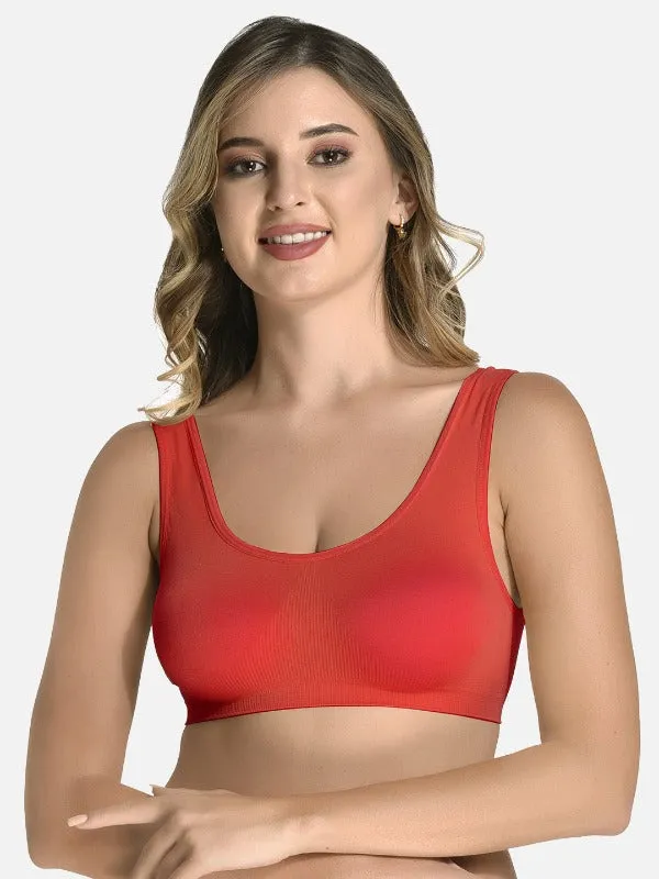 FIMS Fashion Women Nylon & Elastane Air Sports Bra Pack of 2 Black Red