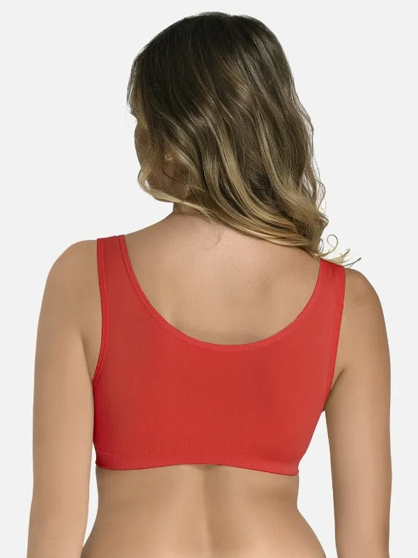 FIMS Fashion Women Nylon & Elastane Air Sports Bra Pack of 2 Black Red