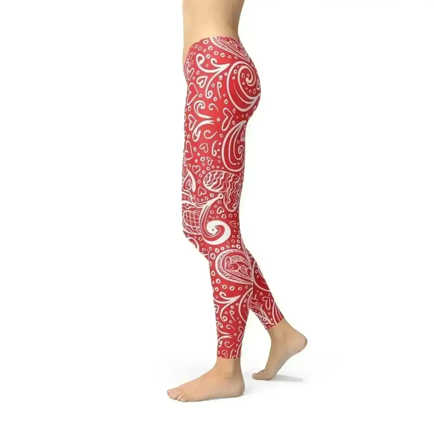 Floral Heart Performance Leggings - Size XL for Ultimate Comfort and Style