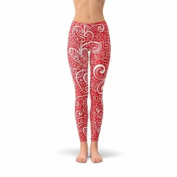 Floral Heart Performance Leggings - Size XL for Ultimate Comfort and Style