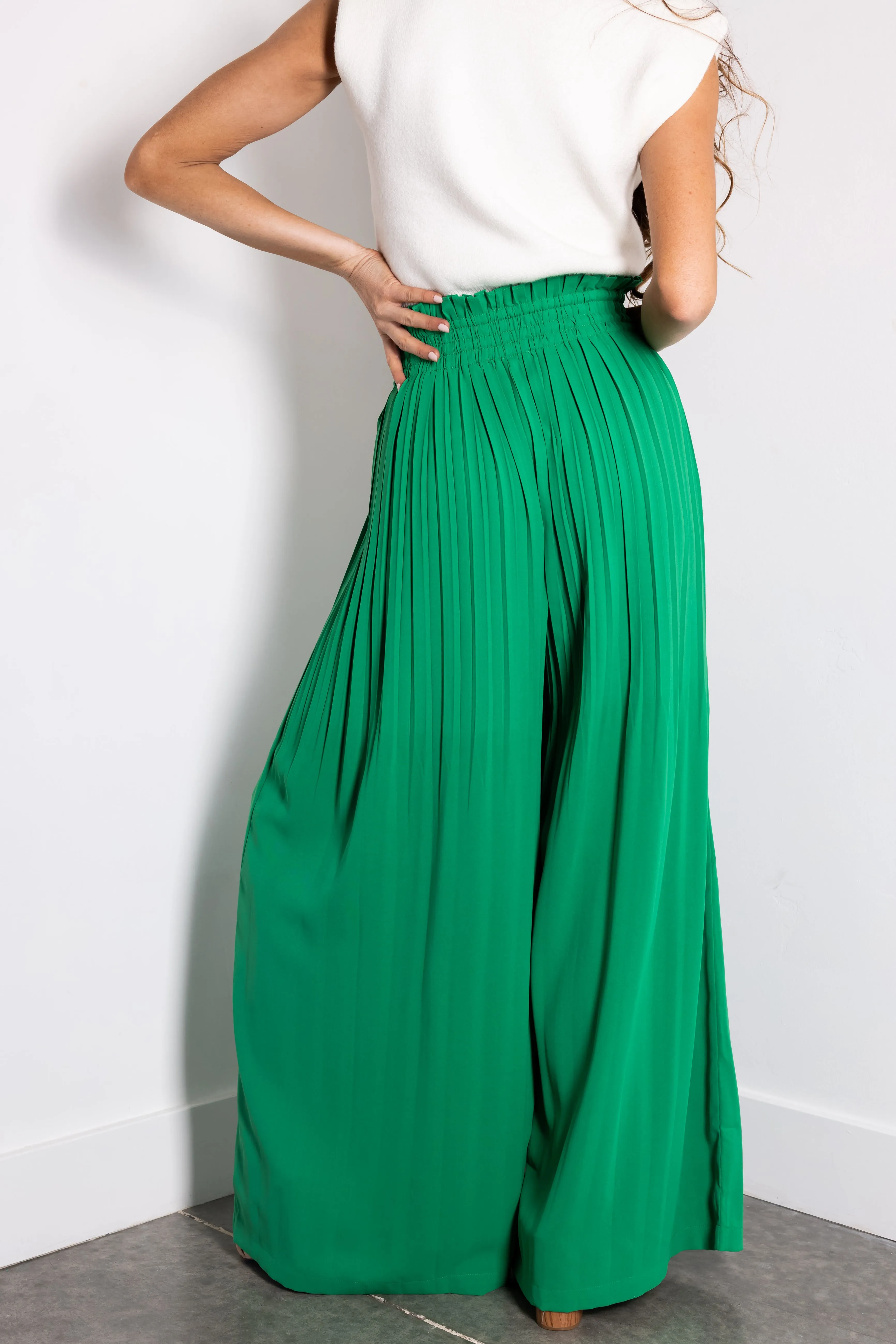 Flying Tomato Jade Pleated Wide Leg Woven Pants