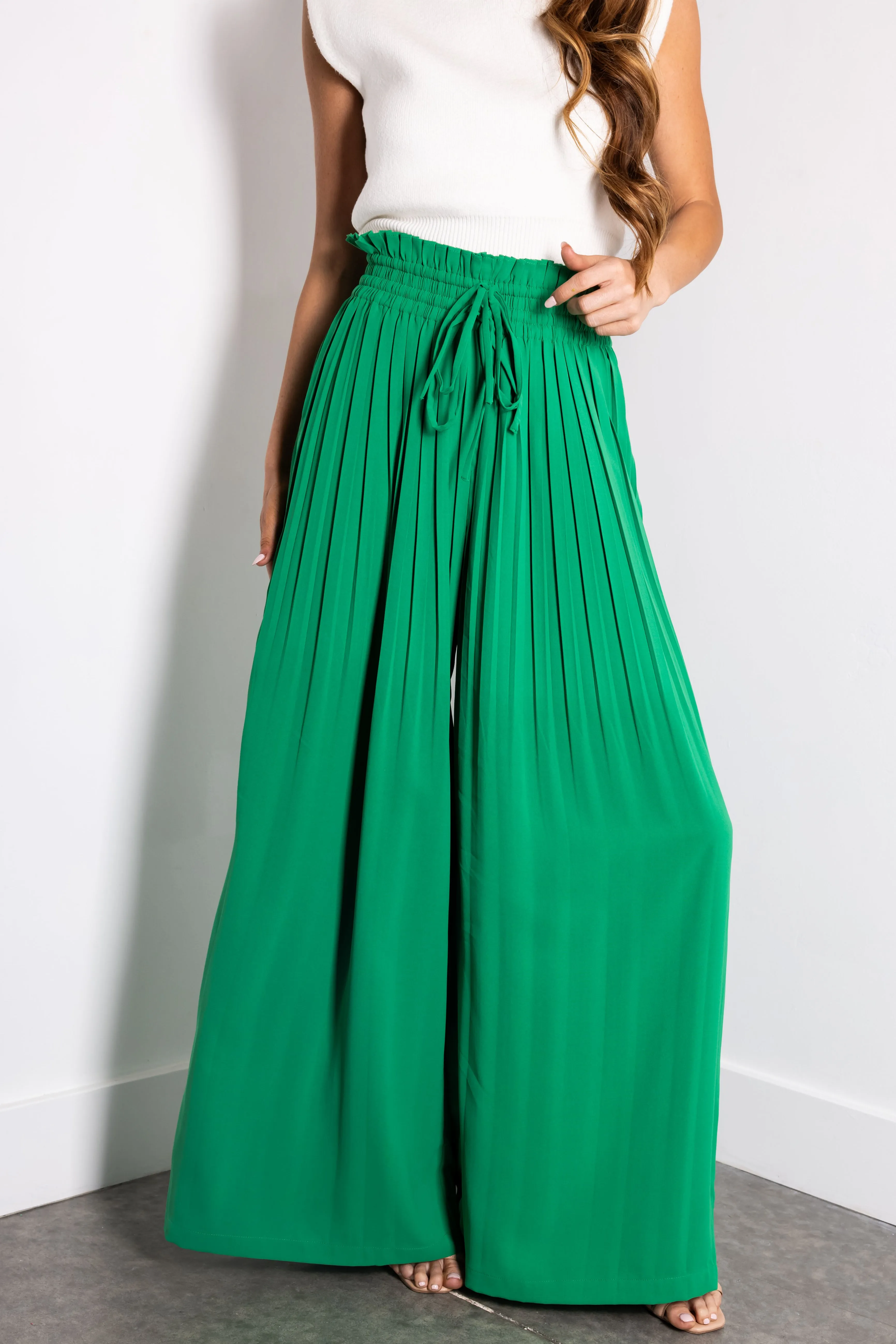 Flying Tomato Jade Pleated Wide Leg Woven Pants