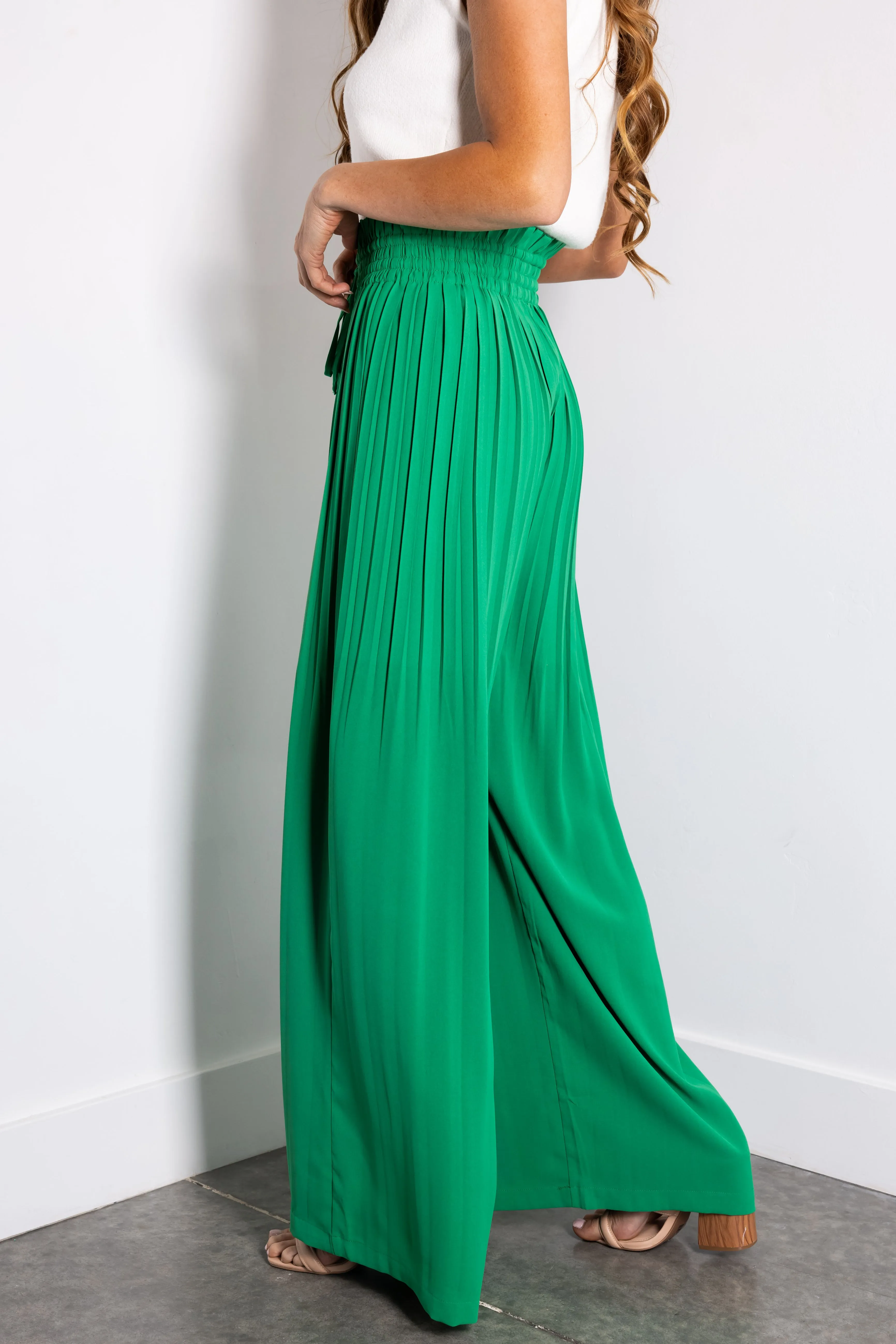 Flying Tomato Jade Pleated Wide Leg Woven Pants