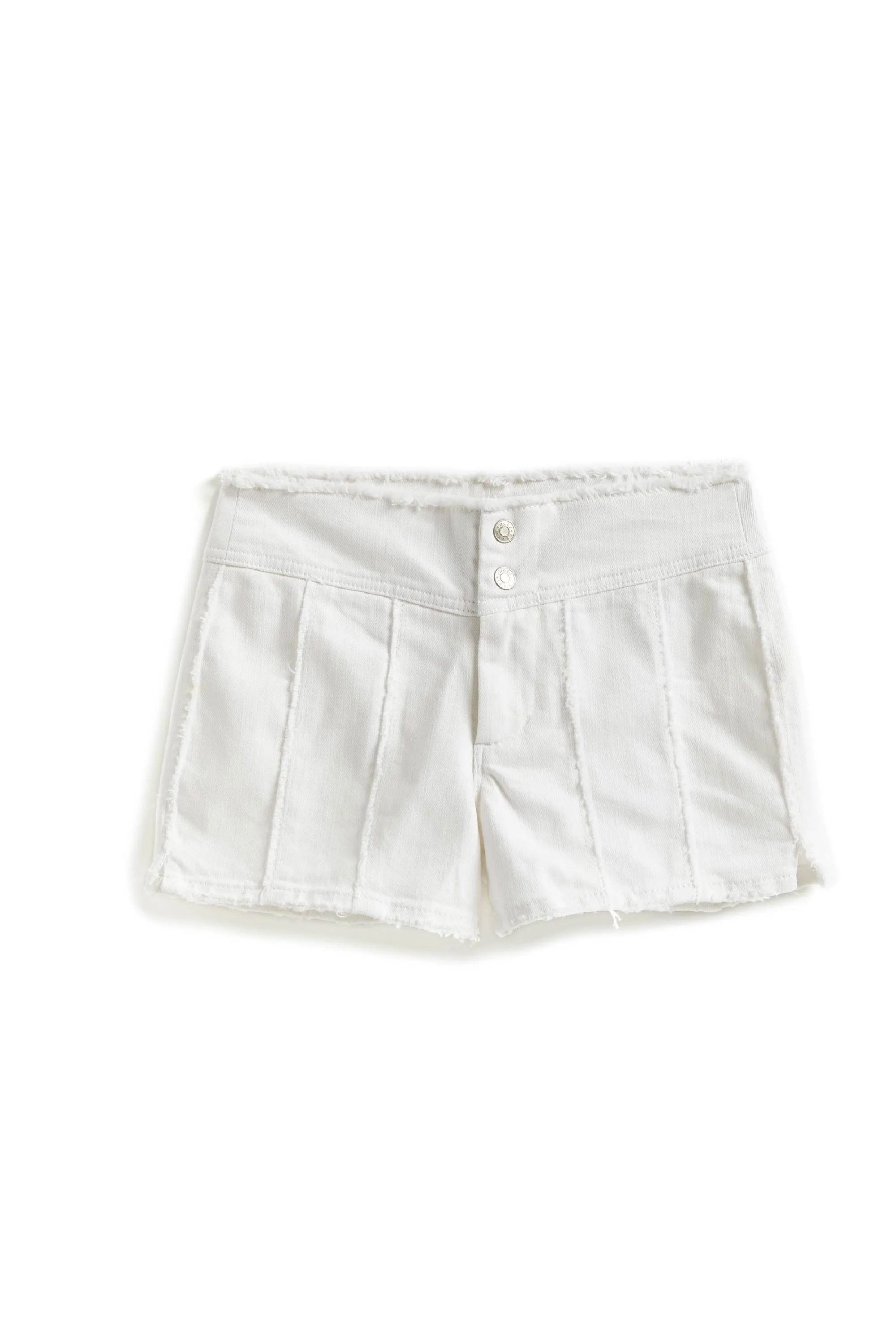 Front Yoke Paneled Side Slit Short In White