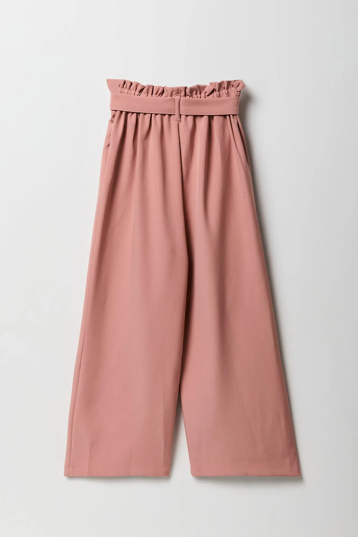 Girls Belted Wide Leg Paperbag Pant