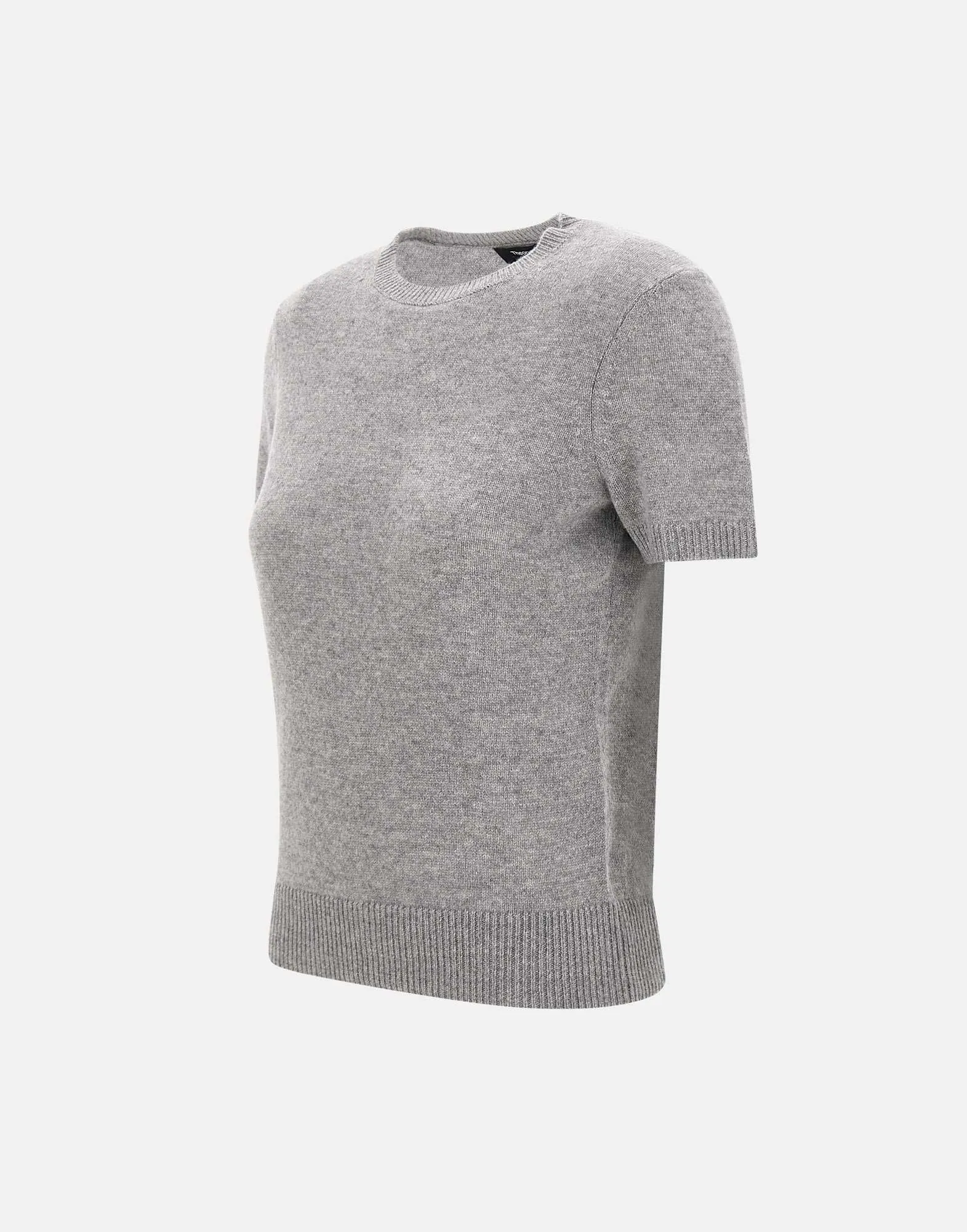 Grey Short Sleeve Cashmere Sweater