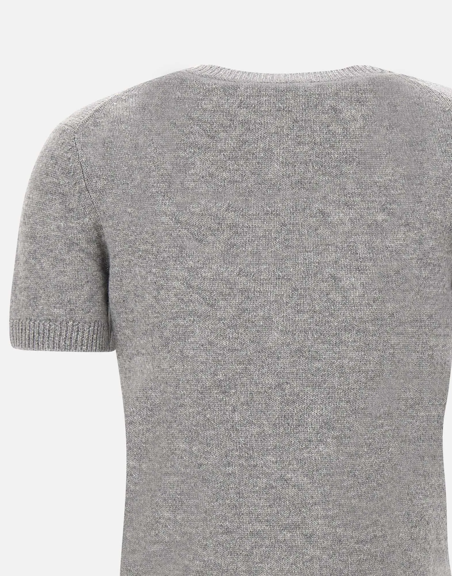 Grey Short Sleeve Cashmere Sweater