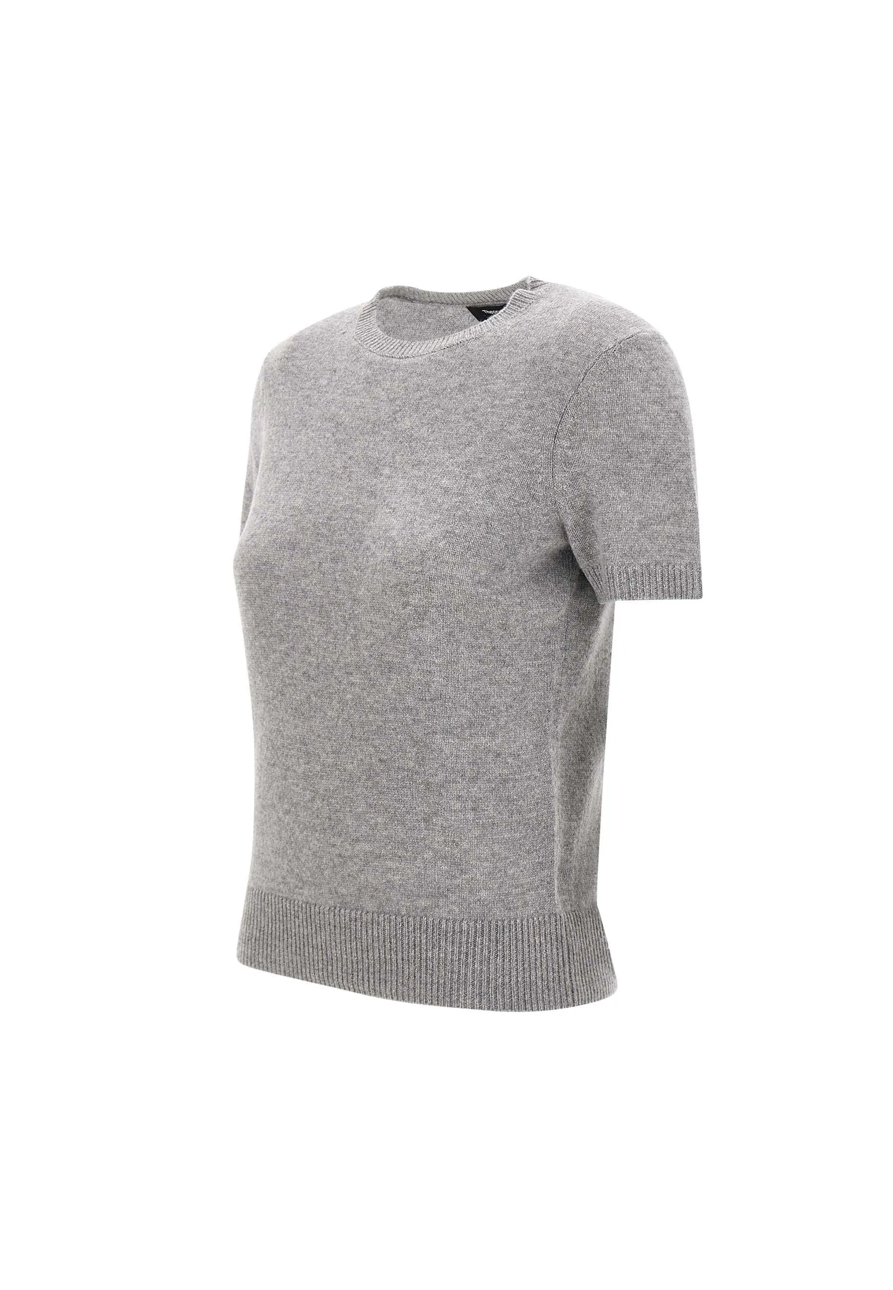 Grey Short Sleeve Cashmere Sweater