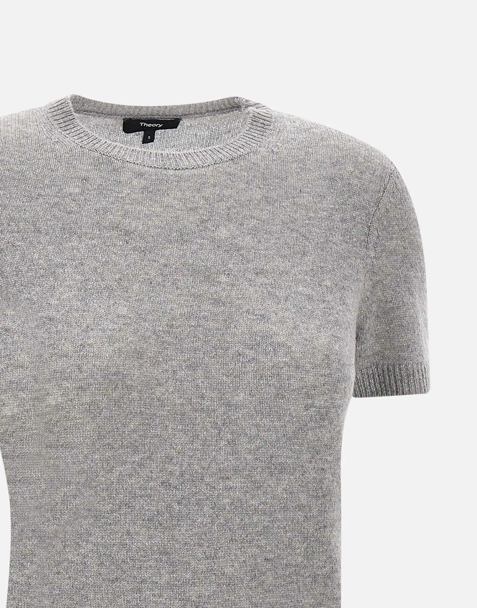 Grey Short Sleeve Cashmere Sweater