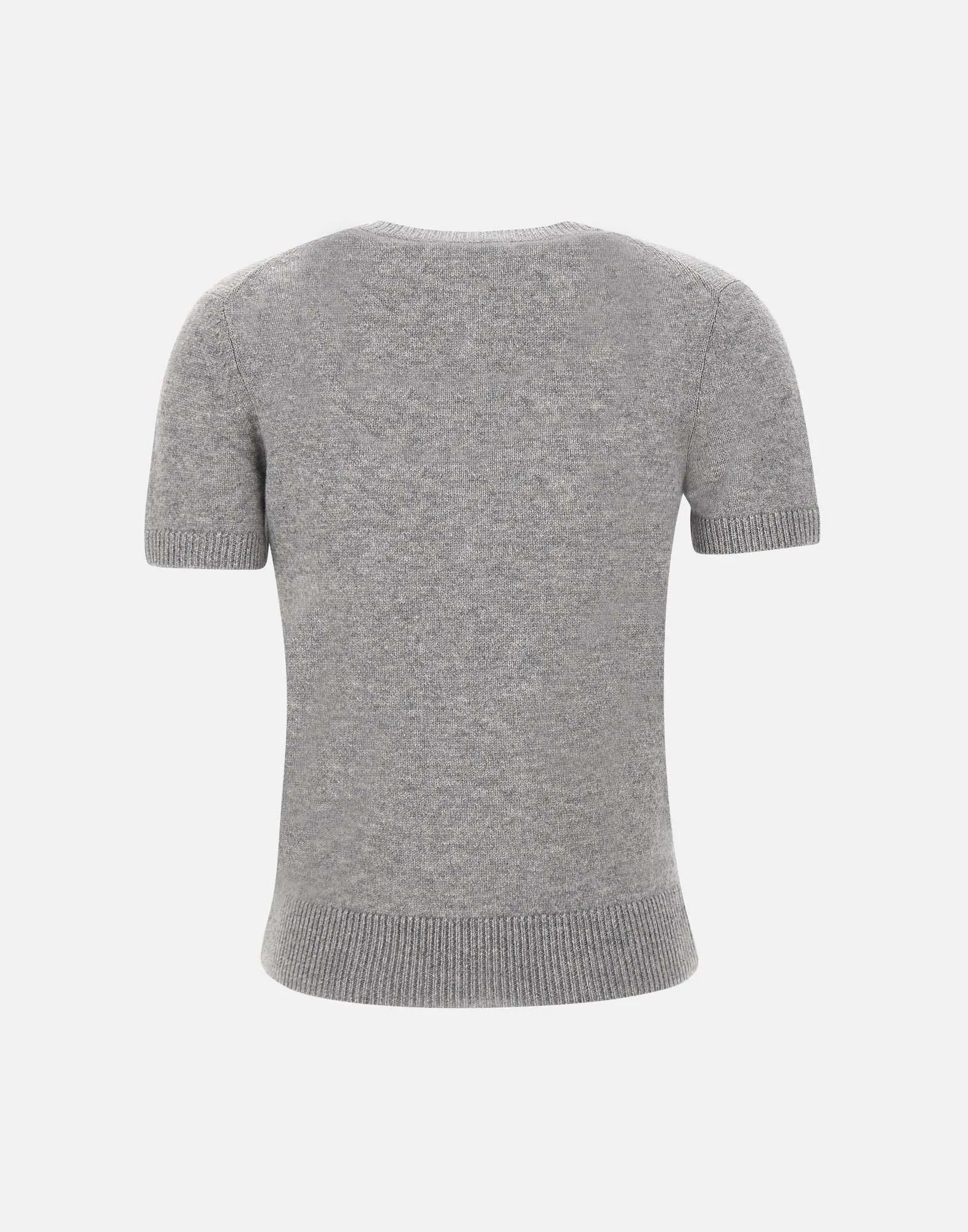 Grey Short Sleeve Cashmere Sweater