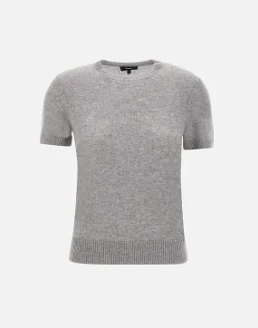 Grey Short Sleeve Cashmere Sweater