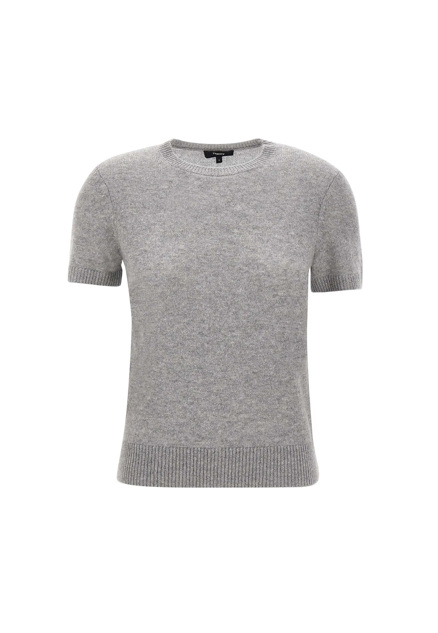 Grey Short Sleeve Cashmere Sweater