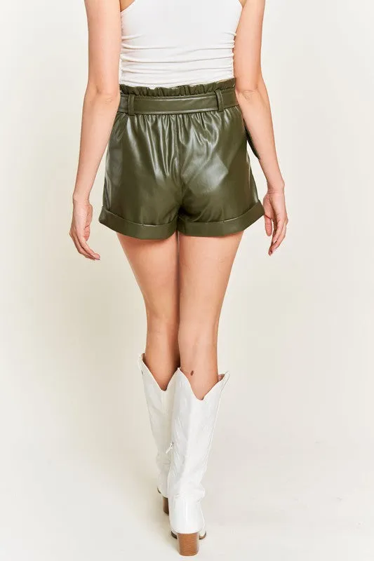 High-Rise Faux Leather Short