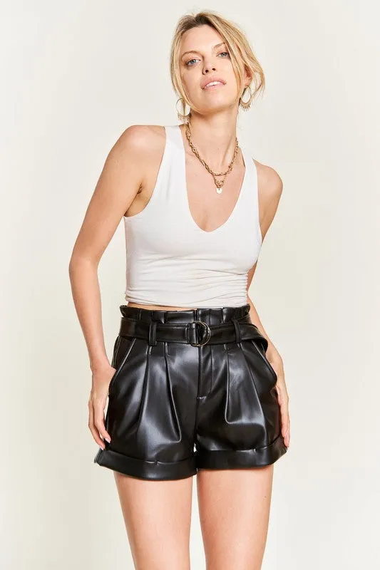 High-Rise Faux Leather Short