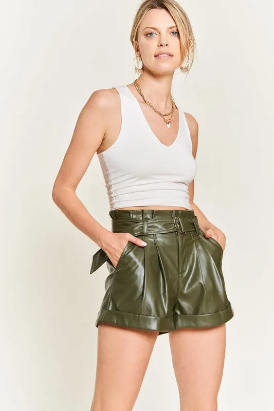 High-Rise Faux Leather Short