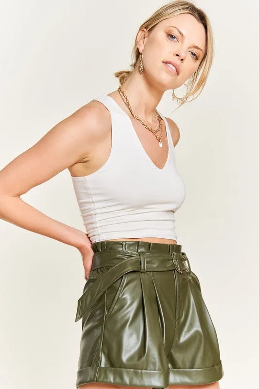 High-Rise Faux Leather Short