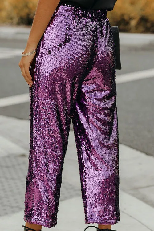 Holiday Ready Golden Sequin Bowknot Pants - 3 Colors