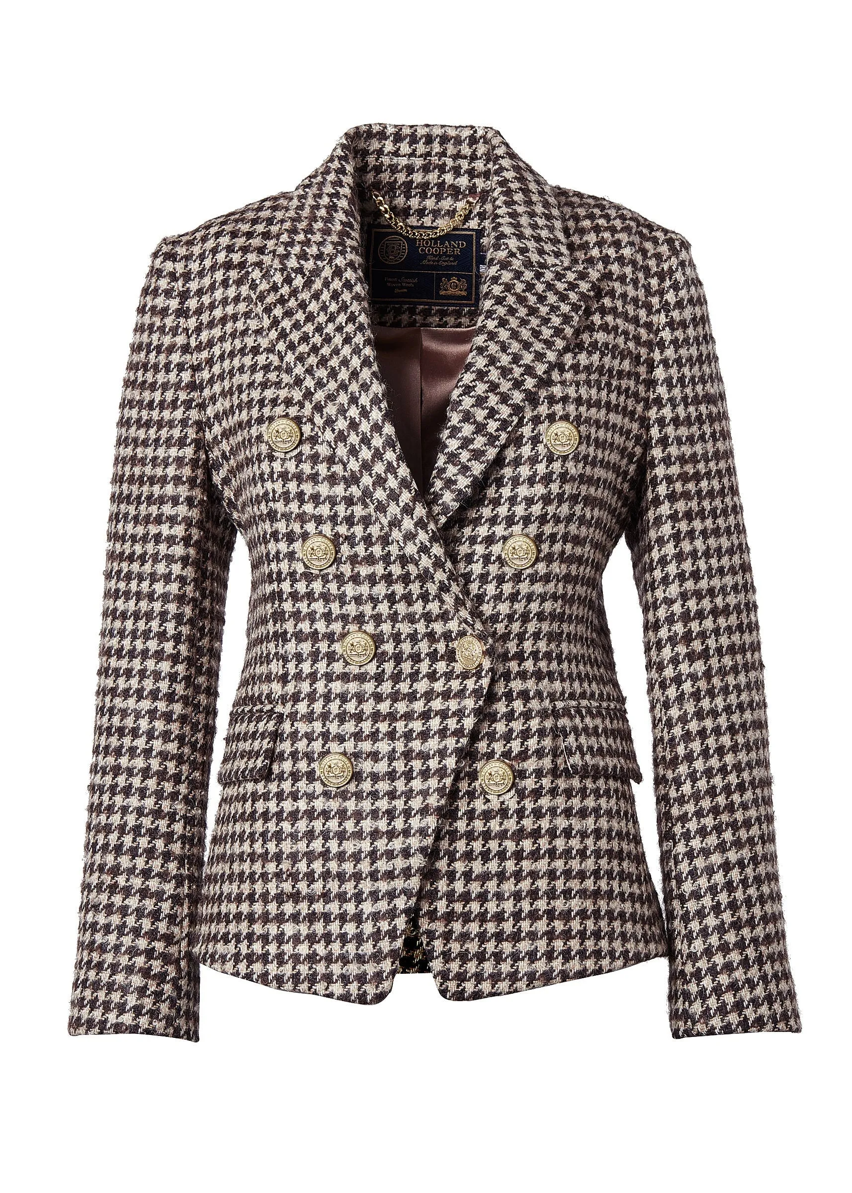 Holland Cooper Knightsbridge Ladies Blazer in Coffee Houndstooth