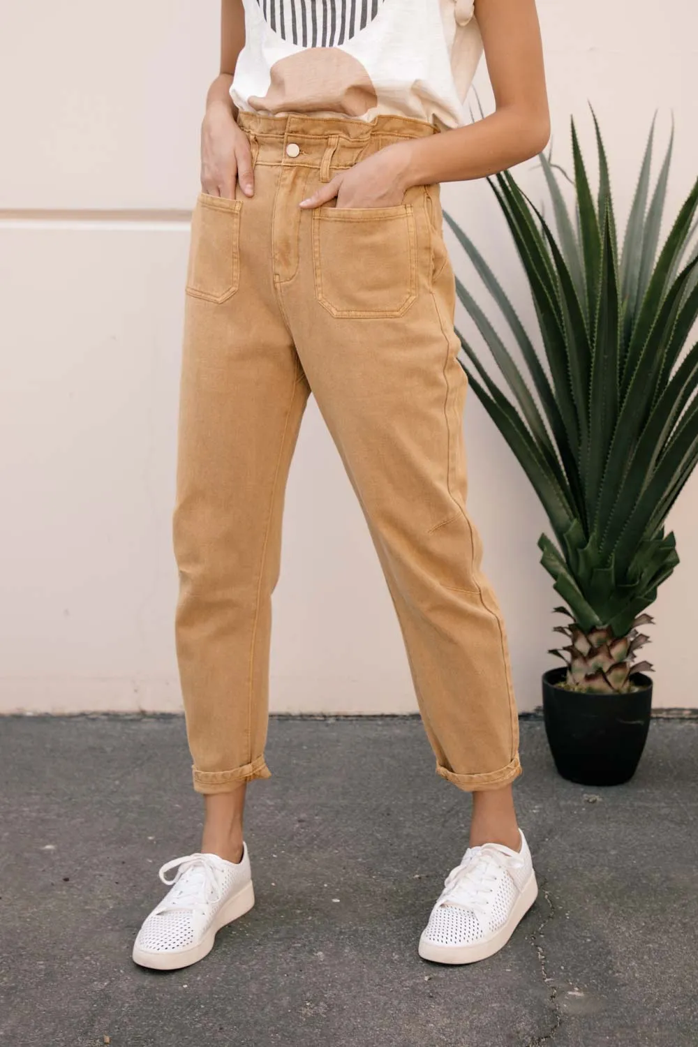 Kennedy Paperbag Denim in Camel